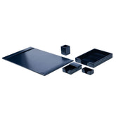 Navy Blue Bonded Leather Desk Set, 5pc
